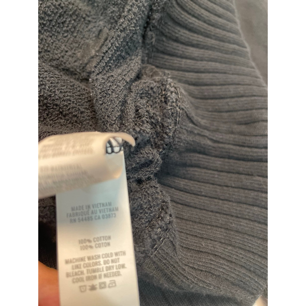 Aerie Down to Earth Henley Hoodie Black Ribbed V-Neck Sweatshirt M Oversized - Picture 5 of 6